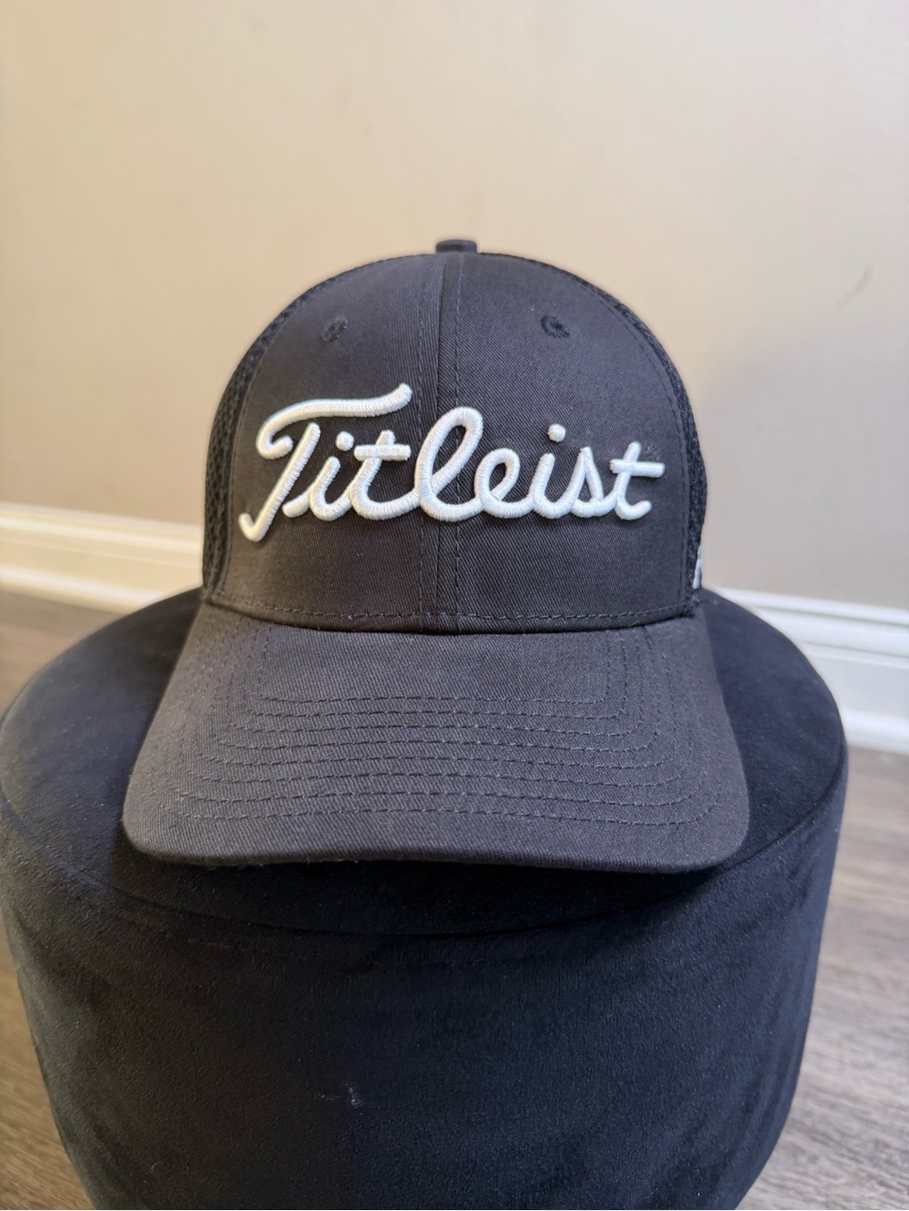 Titleist Black Cap with White Script Logo